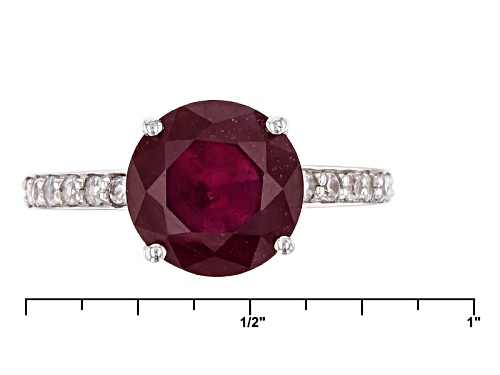 4.79ct Round Mahaleo® Ruby And .37ctw Round White Zircon 10k White Gold Ring - Size 6