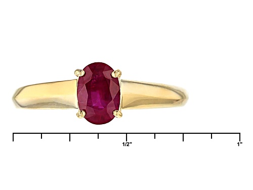 .75ct Oval Burmese Ruby And .02ctw Round White Diamond Accent 14k Yellow Gold Ring - Size 8