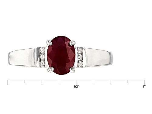 1.00ct Oval Burmese Ruby And .04ctw Round White Diamond Accent 14k White Gold Ring - Size 7