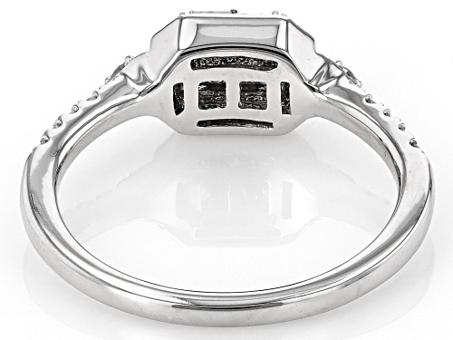 0.25ctw Round And Baguette White Diamond 10k White Gold Cluster Ring - Size 8