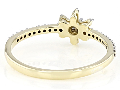 0.20ctw Round And Baguette White Diamond 10k Yellow Gold Cluster Ring - Size 8