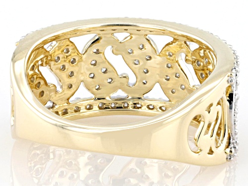 0.65ctw Round White Diamond 10k Yellow Gold Wide Band Ring - Size 7