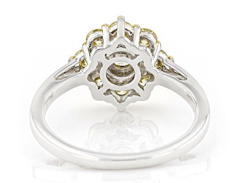 0.90ctw Round Natural Yellow Diamond 10k White Gold Cluster Ring - Size 9