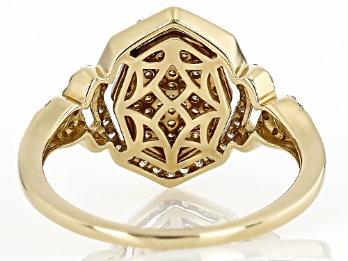 0.50ctw Round Natural Yellow And White Diamond 10k Yellow Gold Cluster Ring - Size 10