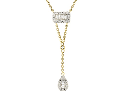 0.20ctw Round And Baguette White Diamond 10k Yellow Gold Y Necklace - Size 18