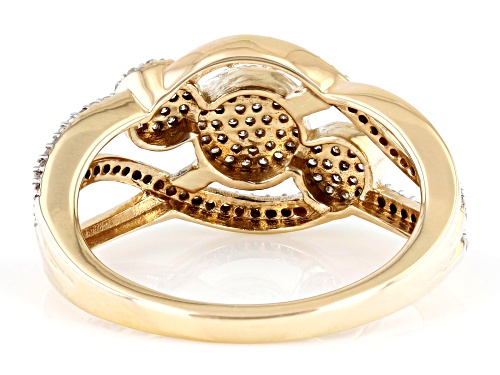 0.45ctw Round White Diamond 10k Yellow Gold Cluster Crossover Ring - Size 4