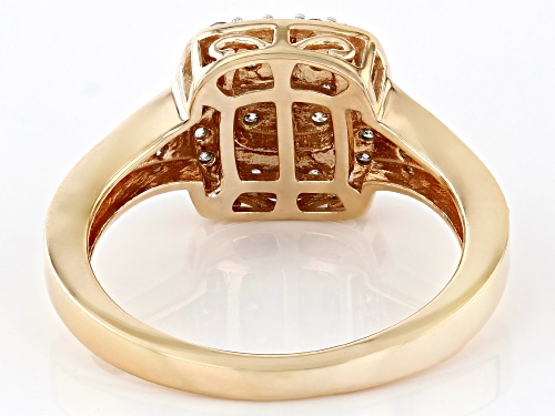 0.50ctw Round White Diamond 10k Yellow Gold Halo Ring - Size 5.5