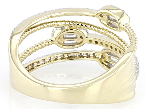 0.50ctw Round And Baguette White Diamond 10k Yellow Gold Open Design Wide Band Ring - Size 5