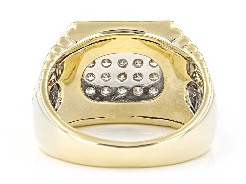 1.50ctw Round Diamond 10k Yellow Gold Mens Cluster Ring - Size 10