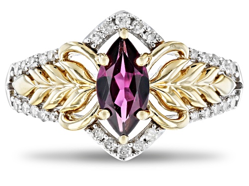 Enchanted Disney Anna Ring Rhodolite Garnet & Diamond Rhodium & 14k Yellow Gold Over Silver 1.20ctw - Size 8