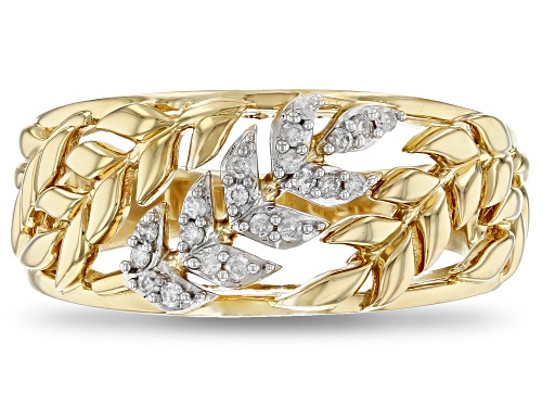 Enchanted Disney Anna Band Ring White Diamond 14k Yellow Gold Over Silver 0.10ctw - Size 7