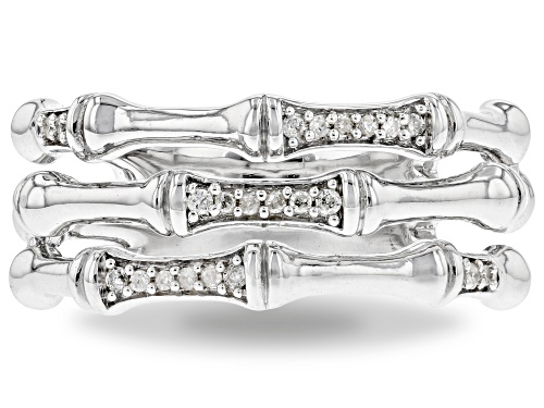 Enchanted Disney Mulan Bamboo Ring White Diamond Rhodium Over Silver 0.10ctw - Size 8