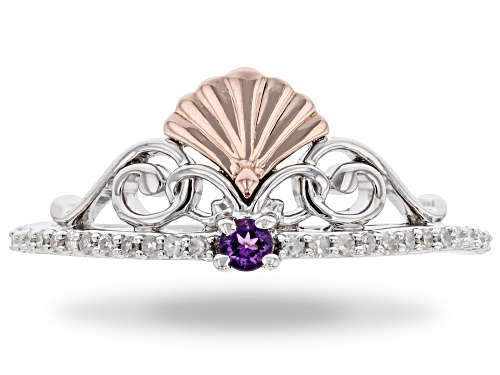 Enchanted Disney Fine Jewelry Ariel Ring White Diamond & Amethyst Rhodium Over Silver 0.10ctw - Size 8