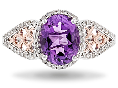 Enchanted Disney Fine Jewelry Ariel Ring Amethyst and White Diamond Rhodium Over Silver 1.95ctw - Size 9