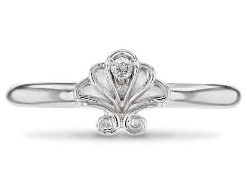 Enchanted Disney Ariel Shell Ring White Diamond Accent 10k White Gold - Size 7