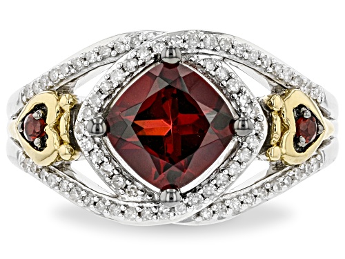 Enchanted Disney Evil Queen Ring Garnet And Diamond Rhodium And 14k Yellow Gold Over Silver 2.33ctw - Size 8