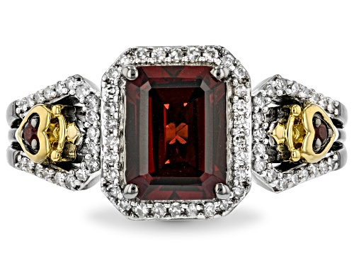 Enchanted Disney Evil Queen Ring Garnet And Diamond Rhodium And 14k Yellow Gold Over Silver Ring - Size 6