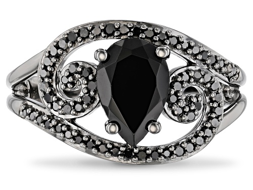 Enchanted Disney Villains Ursula Ring Black Onyx & Black Diamond Black Rhodium Over Silver 2.95ctw - Size 8