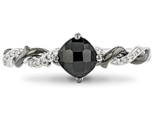 Enchanted Disney Villains Maleficent Ring Black Onyx & White Diamond Black Rhodium Over Silver - Size 6