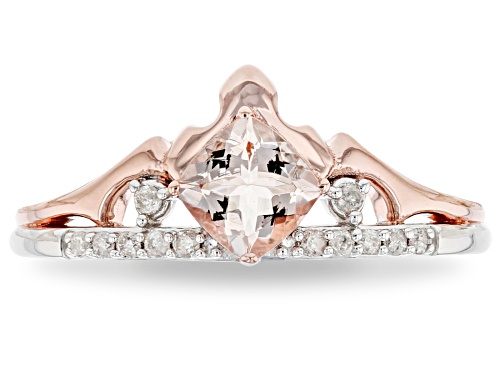 Enchanted Disney Aurora Ring Pink Morganite & White Diamond Rhodium & 14k Rose Gold Over Silver - Size 8