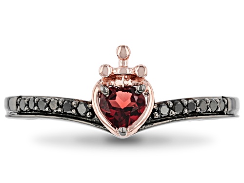 Enchanted Disney Villains Evil Queen Ring Garnet & Diamond Black Rhodium & 14k Rose Gold Over Silver - Size 8