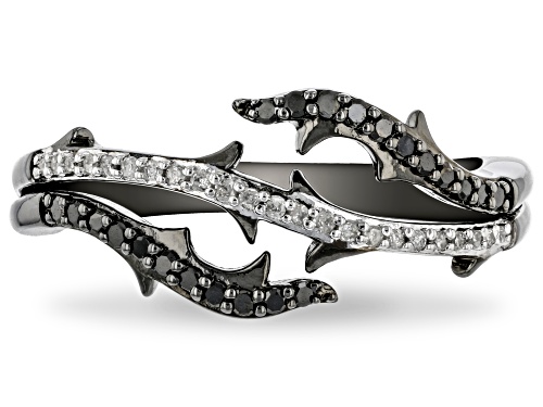 Enchanted Disney Villains Maleficent Ring Black & White Diamond Black Rhodium Over Silver 0.25ctw - Size 10