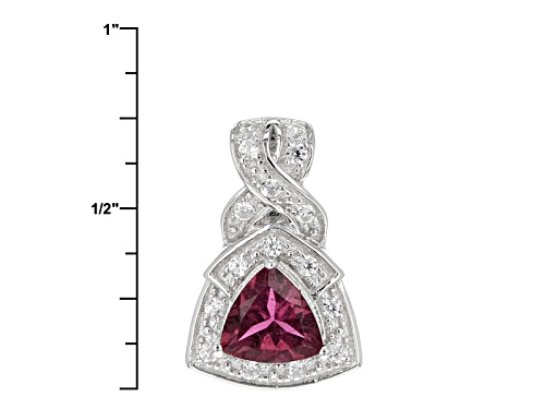 .51ct Trillion Pink Tourmaline And .15ctw Round White Zircon Sterling Silver Pendant With Chain