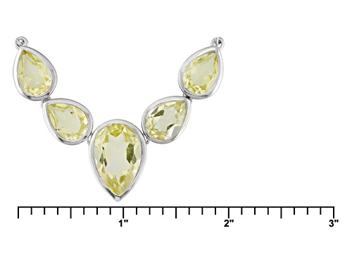 12.12ctw Pear Shape Brazilian Canary Yellow Quartz Sterling Silver Necklace - Size 18