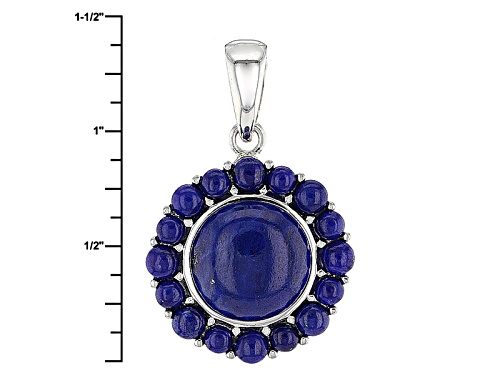 12mm 3.5mm And 3mm Round Lapis Lazuli Sterling Silver Pendant With Chain