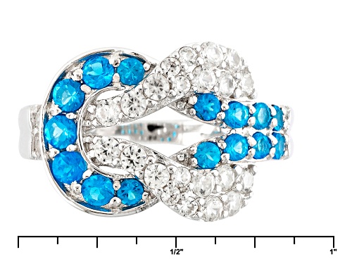 .75ct Round Neon Apatite With 1.18ctw Round White Zircon Sterling Silver Ring - Size 7
