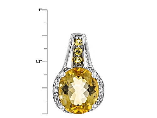 2.33ct Citrine And .12ctw Yellow Sapphire With .07ctw White Zircon Silver Pendant With Chain