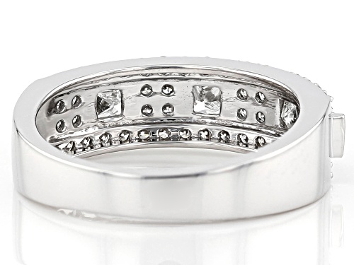 0.90ctw Round And Princess Cut White Diamond 10K White Gold Ring - Size 7