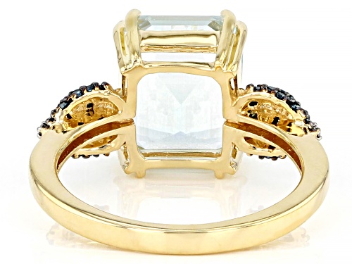 3.25ct Aquamarine With 0.19ctw Blue & White Diamond Accent 14k Yellow Gold Ring - Size 8