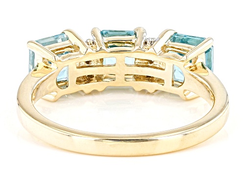 2.56ctw Asscher Cut Blue Zircon And 0.05ctw White Diamond 10k Yellow Gold Ring - Size 6