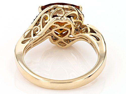 2.80ct Madeira Citrine With 0.17ctw Champagne Diamonds 10K Yellow Gold Ring - Size 7