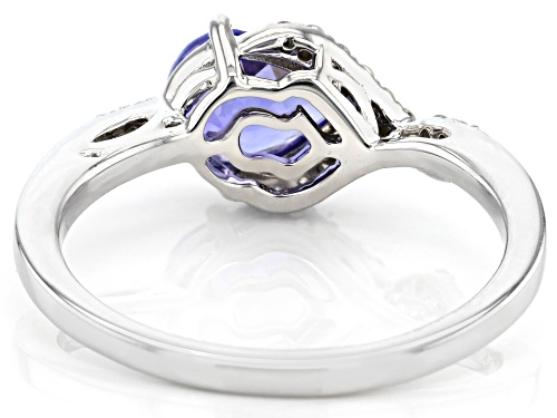 0.98ct Tanzanite With 0.11ctw Round White Diamond Rhodium Over 10k White Gold Ring - Size 8