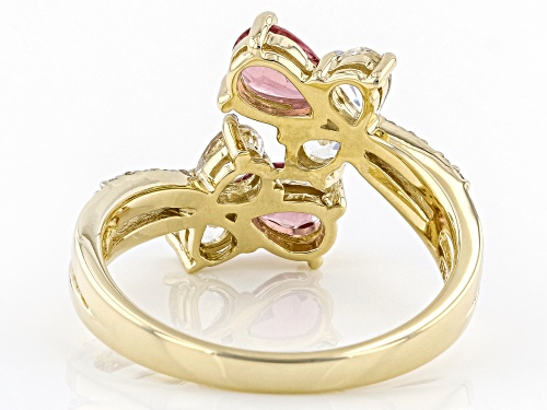 0.70ctw Pink Tourmaline With 0.85ctw White Sapphire 10k Yellow Gold Ring - Size 7