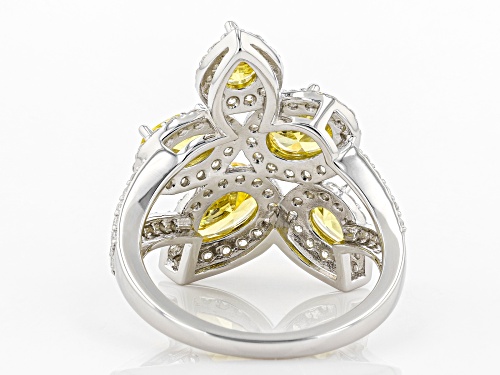 Bella Luce ® 6.15ctw Yellow Sapphire And White Diamond Simulants Rhodium Over Silver Ring - Size 5