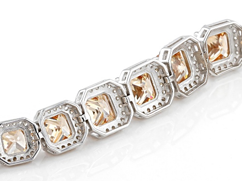 Bella Luce ® 39.46ctw Champagne And White Diamond Simulants Rhodium Over Sterling Silver Bracelet - Size 7.5