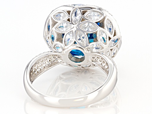 Bella Luce® 23.22ctw Esotica™ Neon Apatite And White Diamond Simulants Rhodium Over Sterling Ring - Size 6