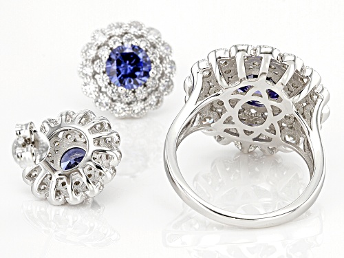 Bella Luce® 10.45ctw Esotica™ Tanzanite & White Diamond Simulants Rhodium Over Silver Jewelry Set