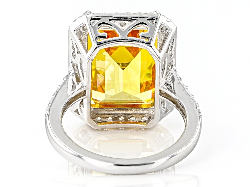 Bella Luce® 24.67ctw Canary and White diamond Simulants Rhodium Over Silver Ring. (14.90ctw DEW) - Size 5