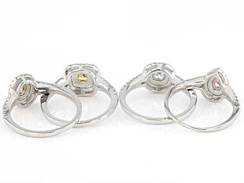 Bella Luce® 3.90ctw Diamond Simulants Rhodium Over Silver Rings. Set of 4 (2.36ctw DEW) - Size 10