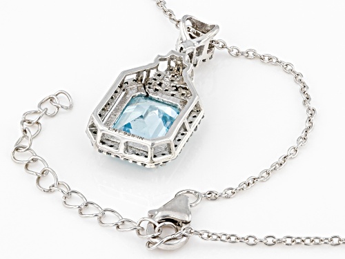 Bella Luce® 10.24ctw Aquamarine And White Diamond Simulants Rhodium Over Silver Pendant With Chain