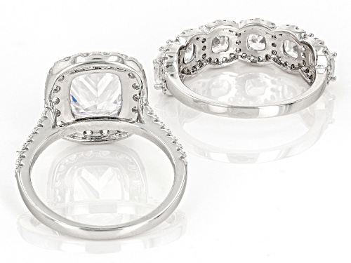 Bella Luce® 8.63ctw White Diamond Simulant Platinum Over Sterling Silver Ring Set (5.23ctw DEW) - Size 6