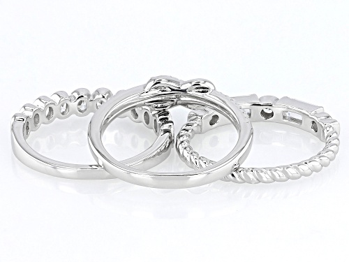 Bella Luce® 3.20ctw White Diamond Simulant Rhodium Over Sterling Silver Ring Set(1.93ctw DEW) - Size 8