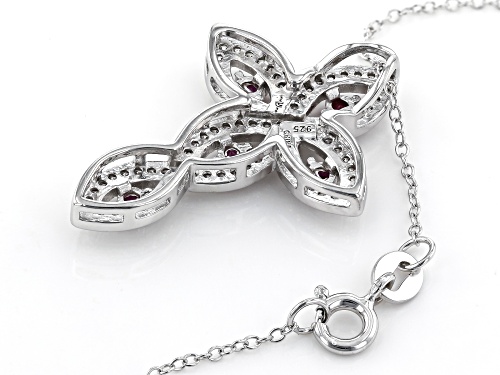 Bella Luce ® 1.18CTW Ruby & White Diamond Simulants Rhodium Over Silver Cross Pendant With Chain