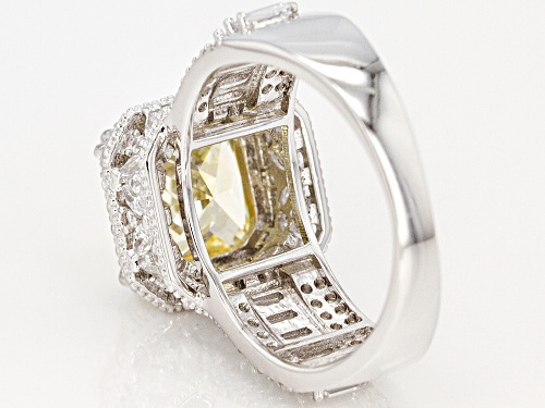 Bella Luce ® 7.08CTW Canary & White Diamond Simulants Rhodium Over Sterling Silver Ring - Size 8