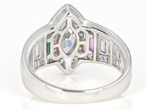 Bella Luce ® 2.96CTW Multicolor Gemstone Simulants Rhodium Over Sterling Silver Ring - Size 6