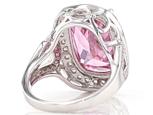 Bella Luce ® 7.65ctw Pink And White Diamond Simulants Rhodium Over Sterling Silver Ring - Size 7